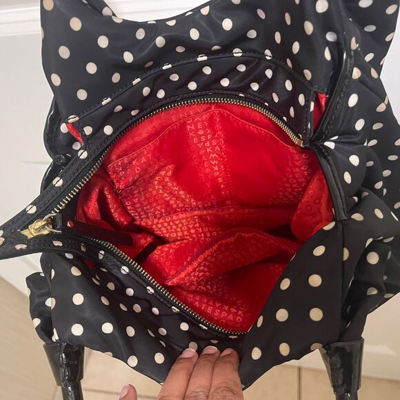 Vintage Kate Spade New York Black Polka Dot Shoulder Tote Bag Purse - Picture 6 of 9